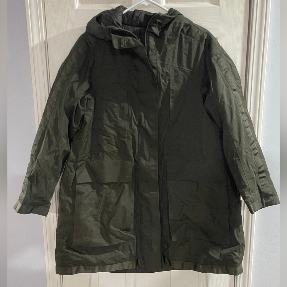 Lululemon Womens Army‎ Green Oversized Grey Goose Down Filled Winter Jacket SZ 8